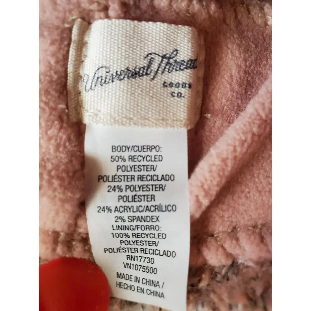 Universal Thread Womens Green Fleece Lined Knit Winter Beanie Lt Brown Accent - Picture 3 of 5